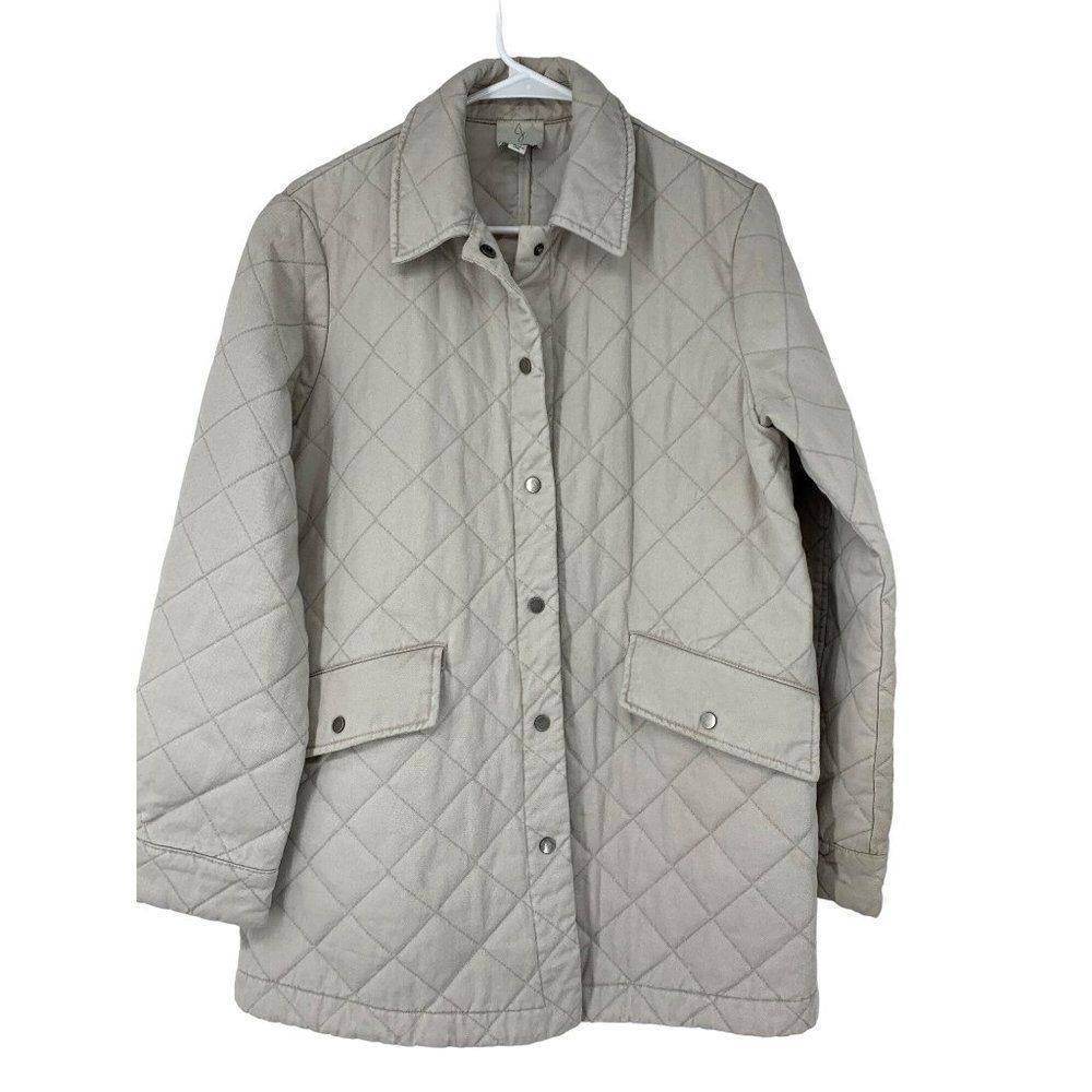Womens Joie Diamond Quilt Cotton Jacket Size M 3484 Beige EUC